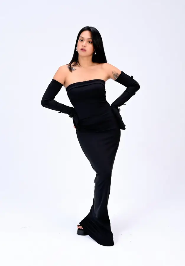 Strapless maxi dress (Black)