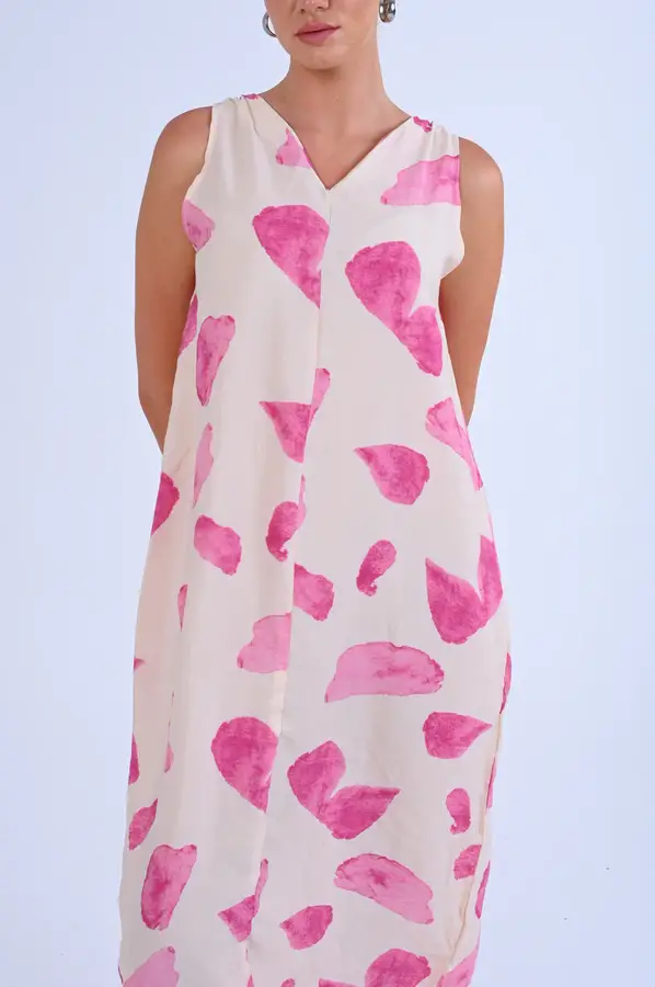 Pink leaves beach dress