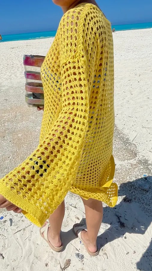 Yellow Knitted midi coverup