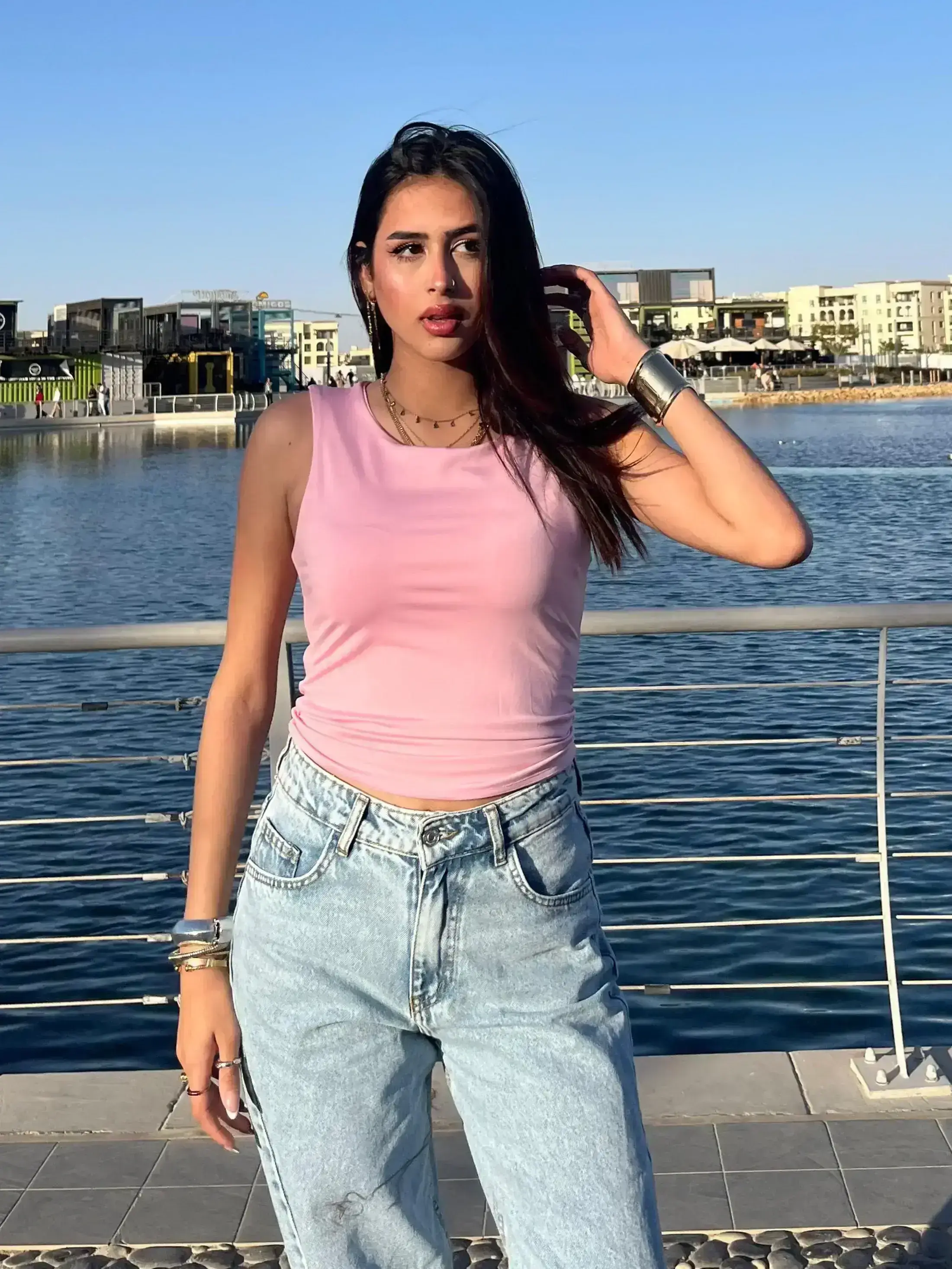 Pink Sleek Strap Tank Top