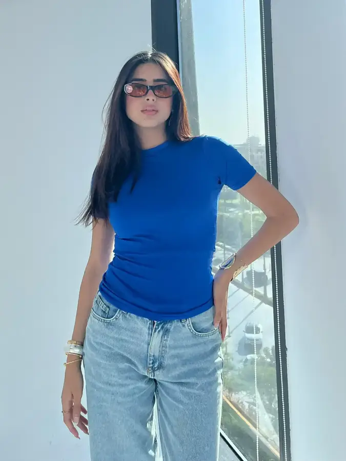 Royal Blue Sleek Half Sleeve Top