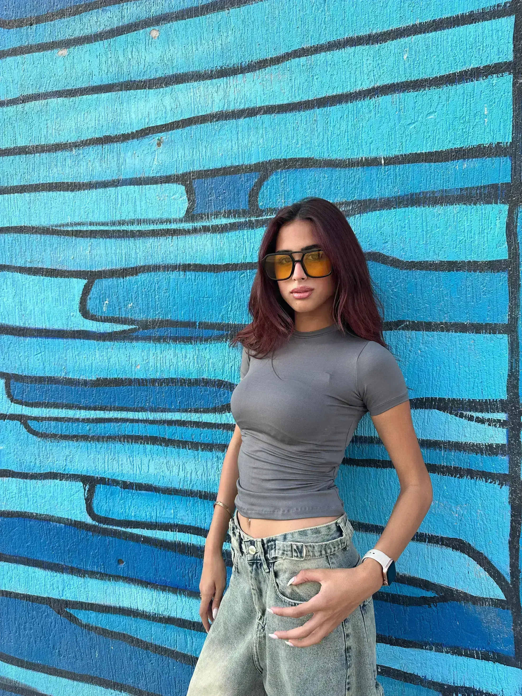 Grey Sleek Half Sleeve Top